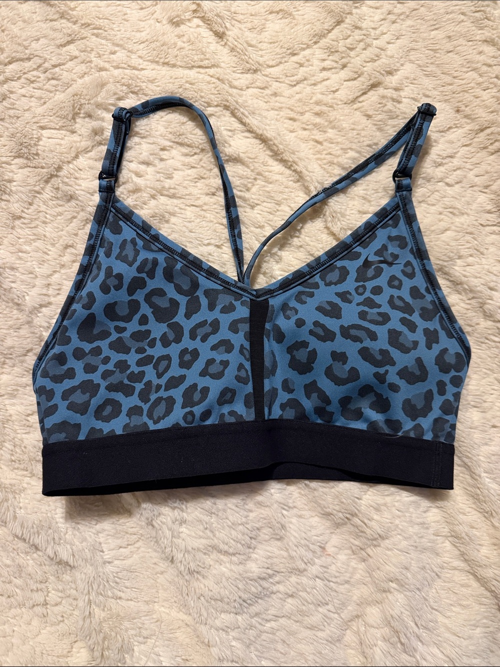 Nike Blue Leopard-Print Sports Bralette